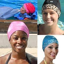 Even though your hair won't be 100% dry at the end of your swim, a cap does do a lot of good when it comes to protecting your hair from chlorine. My Swim Cap Long Hair Styles Swim Caps Swimming Hairstyles