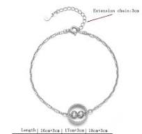 Simple Rhodium-Plated S925 Sterling Silver Women's Bracelet Fashionable  Trendy Bangles Charm Jewelry