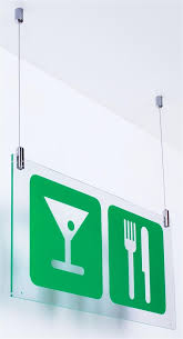 Ceiling Hanging Cable System 2 Ceiling Mounts 2 Clamps 2 Cables Silver Wayfinding Signs Directional Signage Sign System