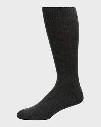Neiman Marcus Men's Rib Cashmere Crew Socks
