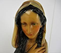 Gorgeous Virgin Mary Madonna Blessed Virgin Plaster Statue Bust Plaster Art  Deco 1920s