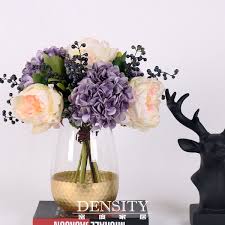 density密度 紫色仿真花假花装饰摆件 客厅装饰餐桌花艺插花作品 table decorations decor glass vase