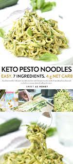 Keto Zucchini Noodles With Pesto Are Delicious Low Carb Pesto Pasta Made Of Spiralized Z Zucchini Noodles With Pesto Zucchini Noodle Recipes Creamy Pesto Sauce