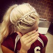 Headband Braid Wanna Do This For Baseball That S Right I M On A Boy S Team Soccer Basketball And Football Sports Hairstyles Long Hair Styles Hair Styles