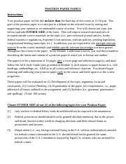 Sample position paper, not mine. Position Paper Topics 2 1 1 Pdf Position Paper Topics Instructions Your Position Paper Will Be Due No Later Than The Final Day Of The Course At Course Hero