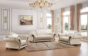 Modern and contemporary leather living room sets on sale at get.furniture. Esf Apolo Classic Living Room Set In Pearl Italian Leather