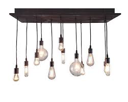Modern Multi Pendant Bare Bulb Chandelier Industrial Lightworks