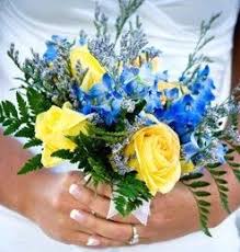 Find a bouquet to match your cool wedding palette. Blue Wedding Flowers Lovetoknow Yellow Wedding Flowers Blue Wedding Bouquet Blue Wedding Flowers