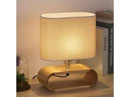 Get free shipping on qualified lamp sets or buy online pick up in store today in the lighting department. Buy Haitral Bedside Table Lamp Small Wooden Nightstand Table Lamp With Oval Base And Fabric Lamp Shade Elega In 2020 Desk Lamps Bedroom Wooden Table Lamps Lamp Shade