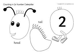 counting in 2s caterpillar segments black and white sb10093 sparklebox