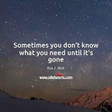 Sometimes You Don T Know What You Need Until It S Gone Idlehearts