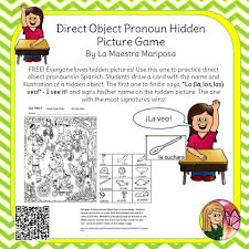 Hidden Picture Practice Spanish Direct Object Pronouns Object Pronouns Hidden Pictures Spanish