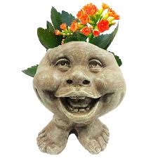 8.5 in. Stone Wash in. Little Buddy in. the Muggly Face Statue Planter  Holds 3 i