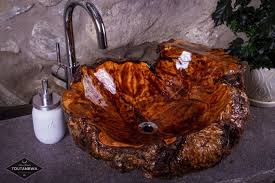 Get the bath vessel sinks you want from the brands you love today at sears. Medium Handcarved Wooden Vessel Sink By Toutanbwa Wood Bowl Etsy Rustic Chic Decor Wood Bowls Wood Sink