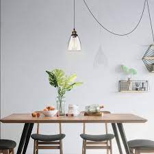 Plug In Pendant Light Vintage Black 5m Fabric Cable Pendant Lighting Glass Lampshade E27 Lights Over Dining Table Plug In Pendant Light Dining Table Lighting