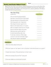 Poetry And Poets Robert Frost Poetry Worksheet Poetry Worksheets Rhyme Scheme 10th Grade Reading