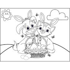 Choose your favorite dog's own colors and then color the back ground with your favorite colors. Dog Cat Easter Basket Bunny Ears Coloring Page