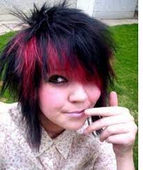 Lots Of Layers Choppy Pieces Fun Black And Pink Hair Click Thru To Read Post Short Scene Hair Scene Haircuts Medium Scene Hair