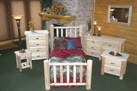 Cal king beds king beds queen beds twin beds eastern king. Cedar Log Bedroom Sets Rustic Wood Bedroom Set