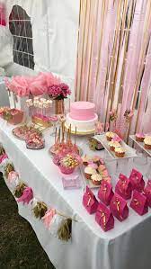 Pink Gold And White Baby Shower Table Fruhstuck Baby Fruhstuck Gold Pink Baby Shower Cake Table Baby Shower Decorations Girl Baby Shower Decorations