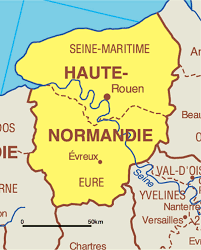 In plaats daarvan is het land onderverdeeld in 95 departementen. Normandie Kaart Frankrijk