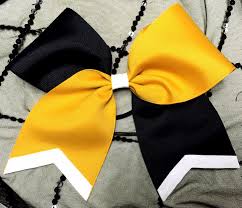 Black And Gold Cheerleading Pom Poms Black And Gold Cheer Bow Black And Gold Tick Tock Cheer Bow Black And Yellow Gold Cheer Bow Black Gold And White Glit With Images Softball Bows Cheer Bows Cheer Uniform