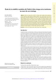 Pdf Etude De La Stabilite Oxydative De L Huile D Olive Vierge Extra Tunisienne Au Cours De Son Stockage