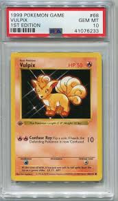 Pokemon Card 1st Edition Shadowless Vulpix Base Set 68 102 Psa 10 Gem Mint Pokemon Psa10 First Edition Pokemon Cards Pokemon Pokemon Games