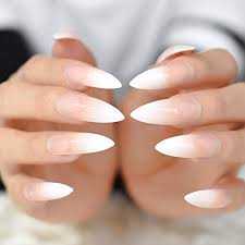 Appointment in advanced cash 💵 and debit cards pet🚫 kid 🚫 deposit required. Amazon Com Ombre Extra Long French Nail Extreme Stiletto Sharp Gradient Nude White 24 Fake Nails Acrylic Nails Manicure Tips 24 Pcs Beauty