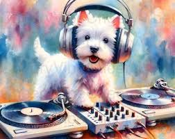 Dog Wall Art Printable DJ Westie Art West Highland White Terrier