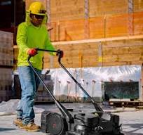30" Battery Powered Push Sweeper with Triple Power Brooms Electric Drive  and Dust Suppression