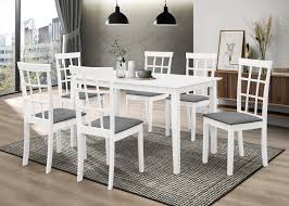 Often a good option for smaller groups, round tables typically range from 36 to 54 inches in diameter and seat between 4 and 8 guests. Tiffany White Table 6 Chairs Tiffany 1020 Dining Room Groups Price Busters Furniture