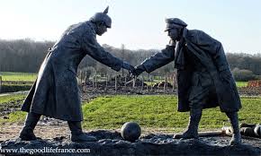 Now, the night is coming to an end, oh the sun will rise, and we will try again. Christmas Day And The Christmas Truce Statue