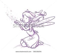 Cute Little Happy Fairy Girl Sitting And Blowing Fairy Dust From Her Open Hands Hand Drawn Vector Cartoon Doodle I Fairy Drawings Doodle Illustration Drawings