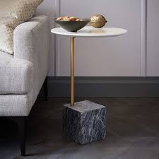 Cube C Side Table White Gray Marble Diseno De Muebles Mesas De Apoyo Muebles Sala