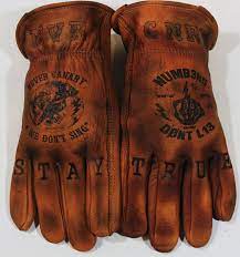 Tattooed And Branded Gloves Leather Work Gloves Motorcycle Gloves Leather Gloves