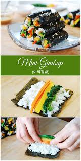 Mini Gimbap Or Kimbap Mayak Kimbap Korean Bapsang Recipe Food Recipes K Food