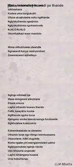 Check spelling or type a new query. Zulu Inkondlo Incwadi Yo Thando Poem By Llm Mbatha Poem Hunter