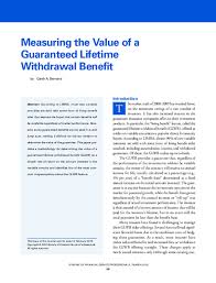 Measuring the Value of a Guaranteed Lifetime Withdrawal Benefit