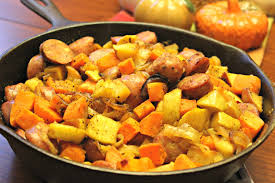 The apples in the recipe add a nice sweet kick to seasoned chicken. Enjoy Fall With This Easy Healthy Sweet Potato And Sausage Skillet Meal Hines Sight Blog