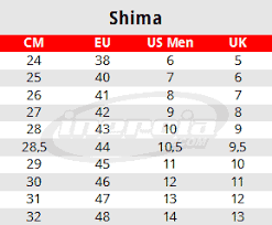 Shima Skates Size Chart