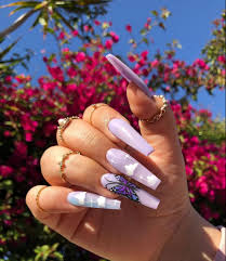 Butterfly Spring Nails Purple Acrylic Nails Purple Nails Summer Acrylic Nails Suitable for nail polish, shellac, gel and acrylics. purple acrylic nails purple nails