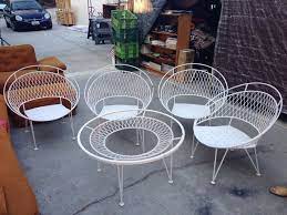Formica table with wrought iron pedestal. Mid Century Modern Wrought Iron Patio Bistro Set Salterini Bistro Table Outdoor Bistro Set Outdoor Patio Furniture Sets