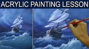 Fully guided step by step in live and replay for the brand new art student. Acrylic Painting Lesson The Storm With A Sinking Boat On Huge Waves By Jm Lisondra Belen Painting Magazine