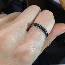 0 60 Carat Black Diamond Pave Band 18k White Gold Black Etsy Pave Diamond Band Black Diamond Ring Black Wedding Band