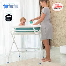 Kinbor baby bathinette folding changing table baby diaper station with bath tub unit, portable children baby dresser unit infant nursery trays storage 4.9 out of 5 stars 17 $134.99 $ 134. Igleys Thermo Sensor Foldable Bathtub With Stand