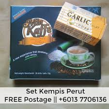 Enjoy min kaffe now to start your day! Fateha Fatin Set Kempis Perut Min Kaffe Dan Garlic Tablet