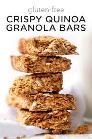 Crispy Gluten Free Granola Bars Healthy Snack Recipe Simply Quinoa Recipe Quinoa Granola Bars Granola Bars Snack Recipes