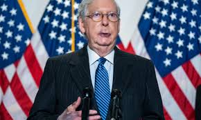 A tightly cropped photograph of discolored. Mitch Mcconnell Says He Has No Health Concerns After Photos Show Bruising Us News The Guardian