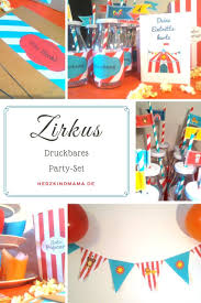 Zirkus Party Set Kindergeburtstag Zum Ausdrucken Basteln Printable Vorlage Dekoration Fahnchen Einladungskarten Kindergeburtstag Party Set Einladung Geburtstag